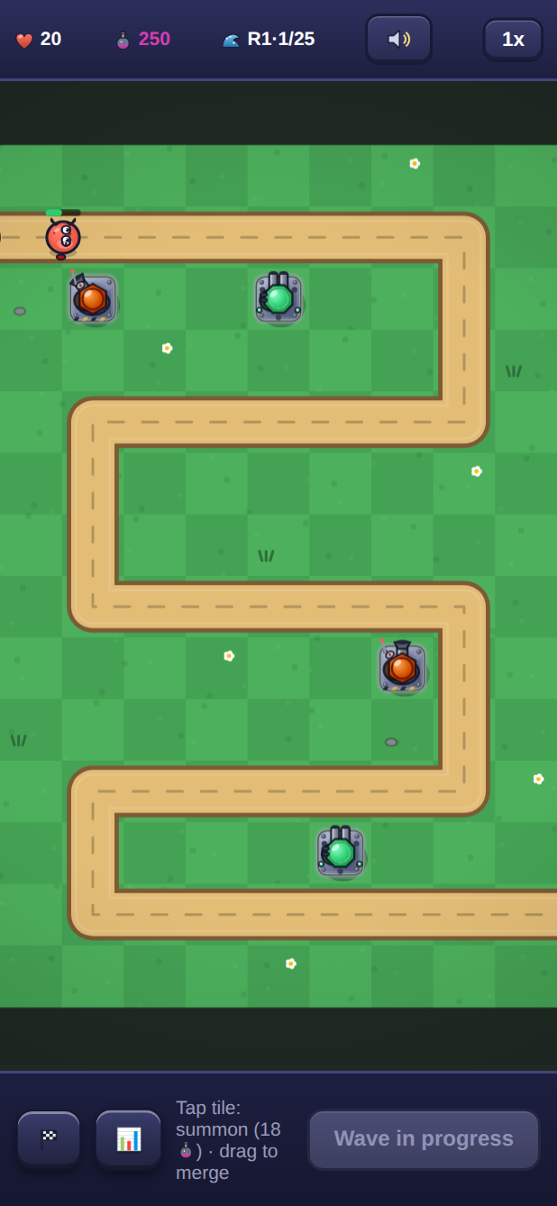 A Tower Defense battle in progress